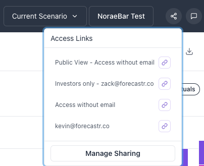 Access Links dropdown