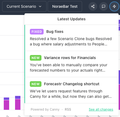 Changelog widget