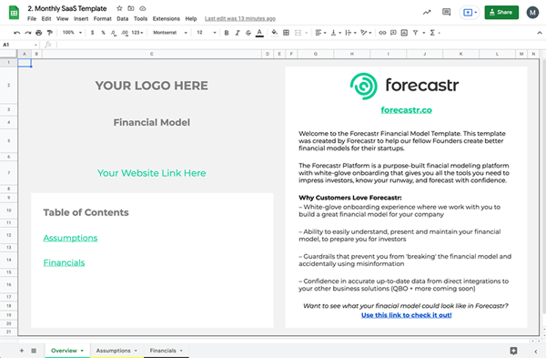 financial model template