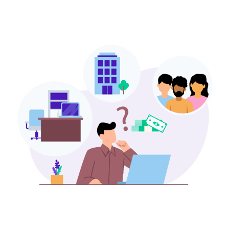 Illustration: Founder thinking about expenses