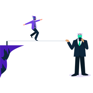 Illustration: Startup founder walking a tightrope