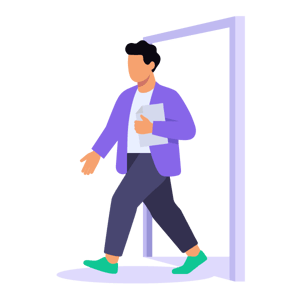 founder-walking-through-door-holding-folded-paper