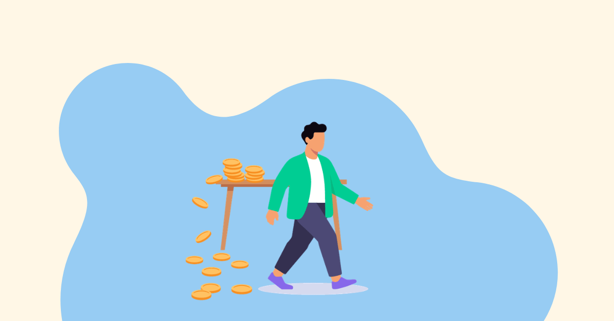 Featured image: Illustration of a founder walking away from money lost to a poor SaaS pricing strategy.
