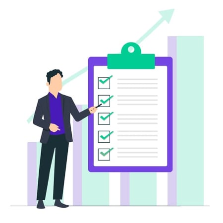 Illustration: Founder with 5-item checklist
