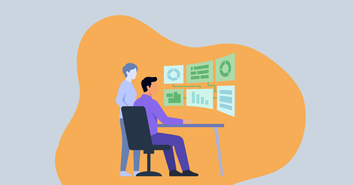 Featured image: Illustration of a founder analyzing a streamlined dashboard of financial insights, supported by a trusted analyst