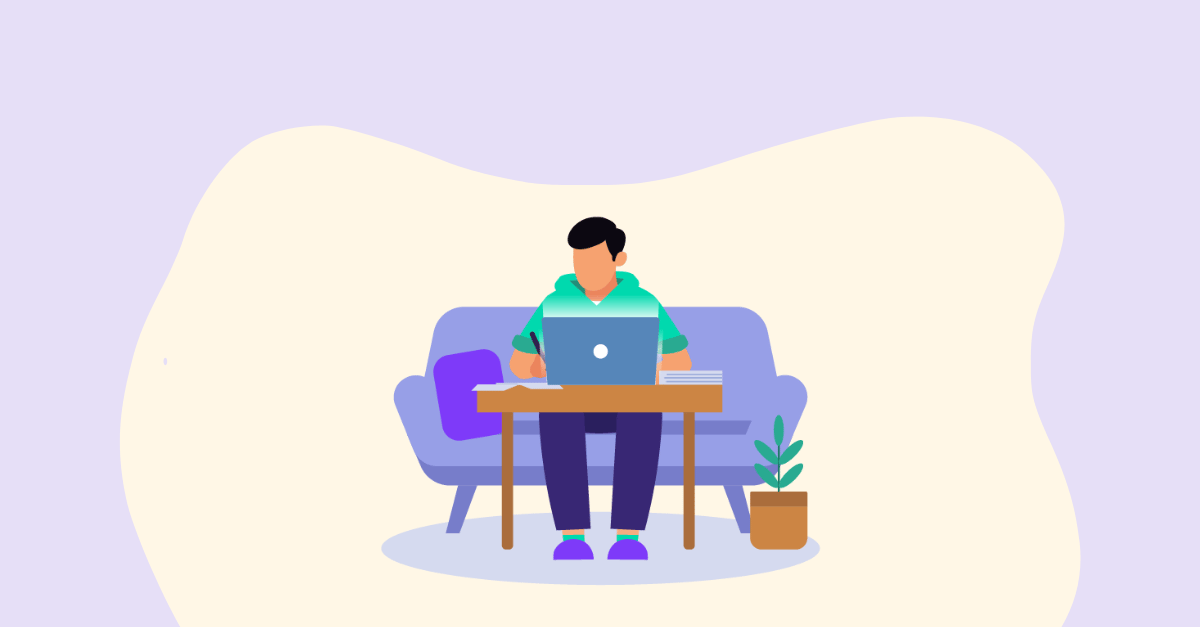 Featured image: Illustration of a startup founder working at home