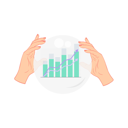 Illustration: Crystal ball showing time series forecasting model for predicting future