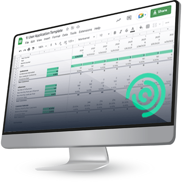 User application financial model template forecastr