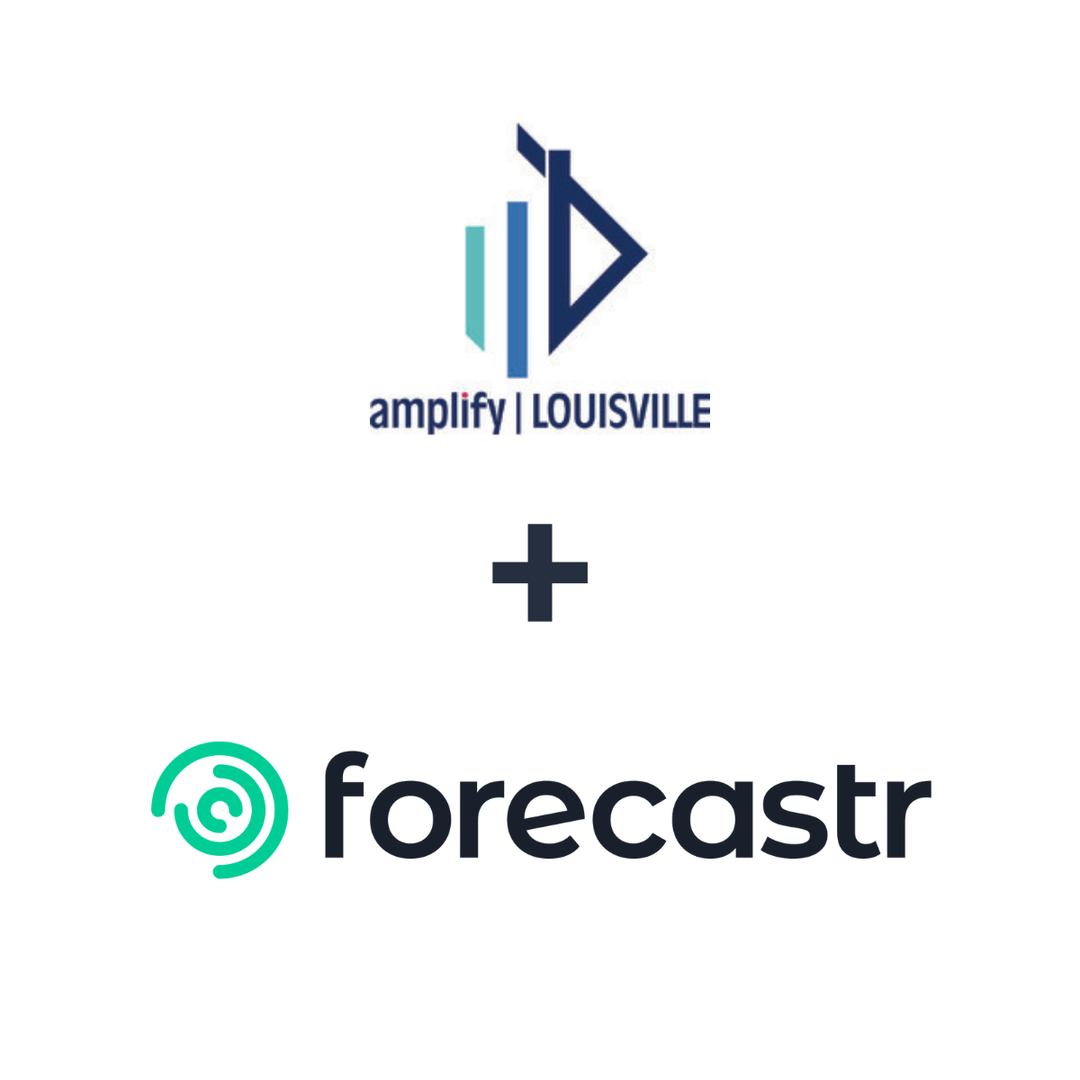 Partnership logos: Forecastr + Amplify Louisville