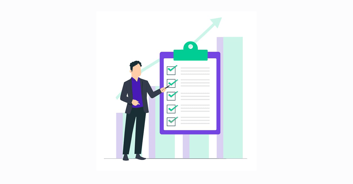 Illustration: Founder with 5-item checklist